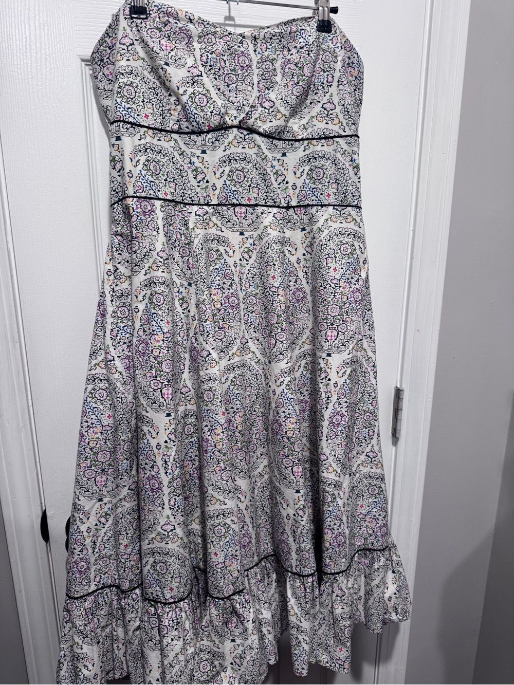 Anthropologie Girls From Savoy Strapless Cotton Paisley Floral Dress Size 12